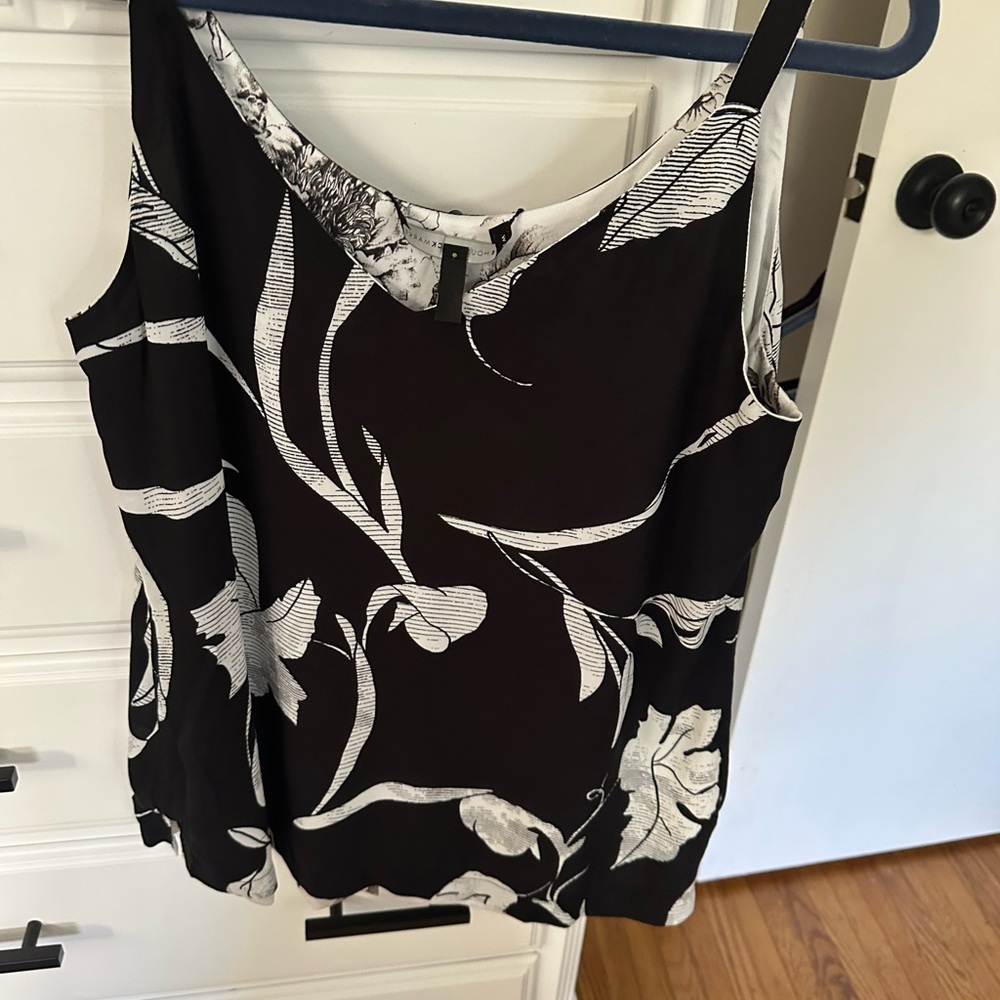 White House Black Market Black and White Floral Camisole